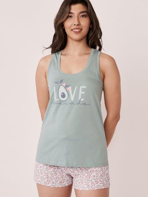 la vie en rose blue cotton printed camisole