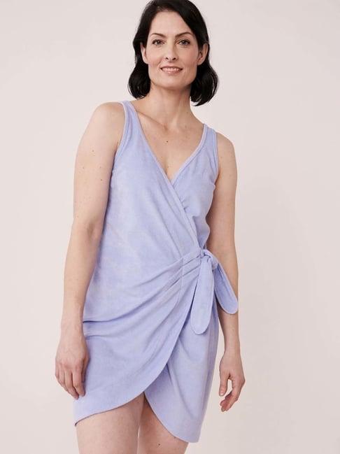 la vie en rose blue cotton v neck robe