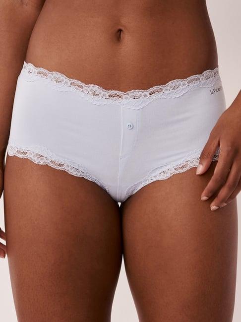 la vie en rose blue lace work boy shorts panty