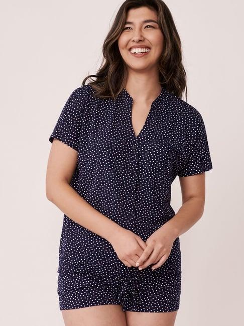 la vie en rose blue polka dots shirt