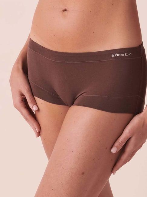 la vie en rose brown plain boy shorts panty