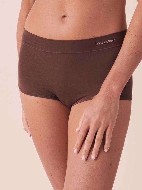 la vie en rose brown plain boy shorts panty