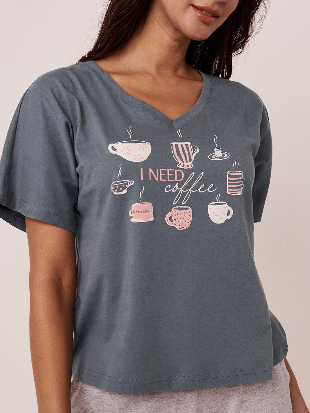 la vie en rose conversational printed cotton t-shirt