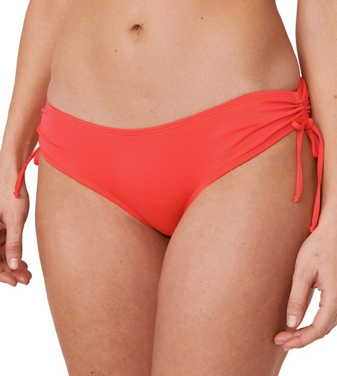 la vie en rose fiery coral recycled fibers brazilian bikini bottom