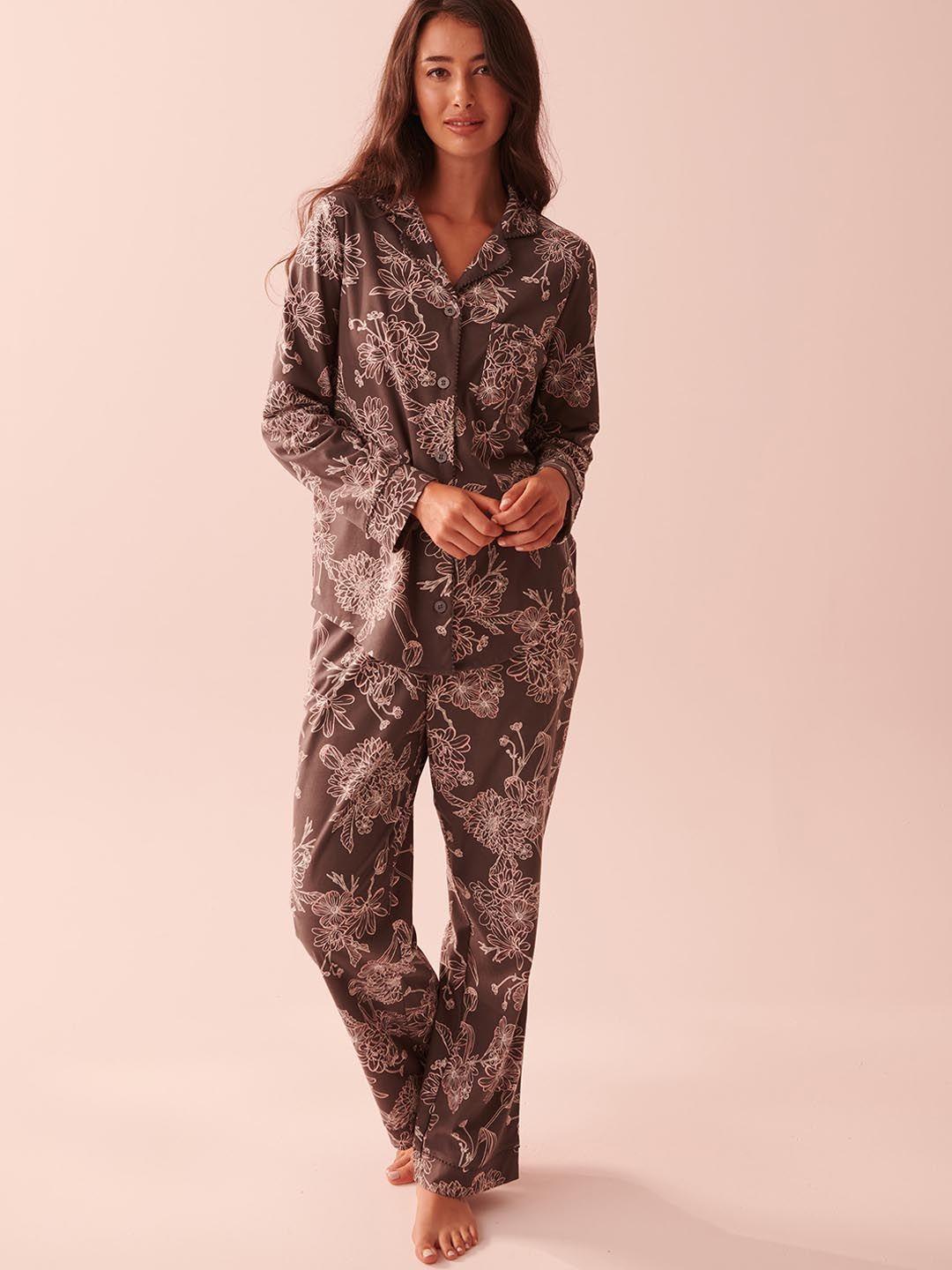 la vie en rose floral printed night suit