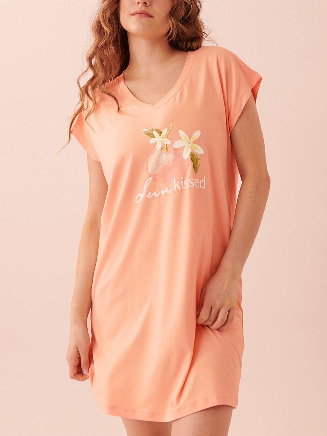 la vie en rose floral printed round neck t-shirt nightdress