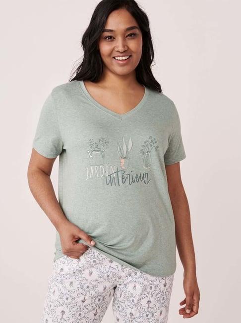 la vie en rose green cotton printed t-shirt
