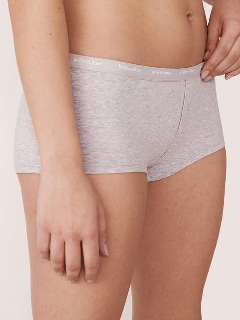 la vie en rose grey cotton boy shorts panty