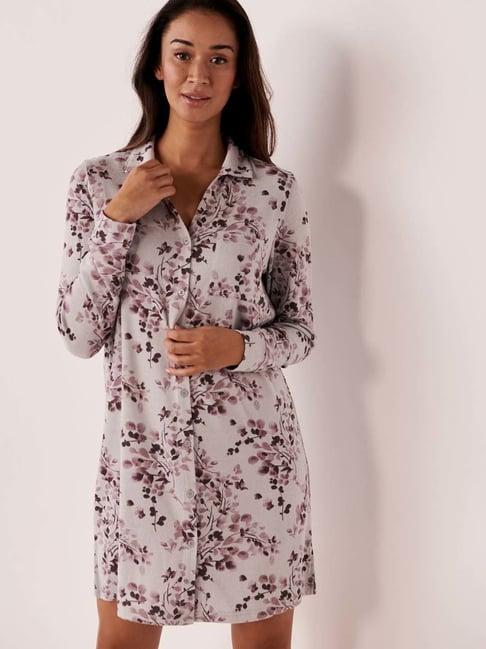 la vie en rose grey floral print night shirt