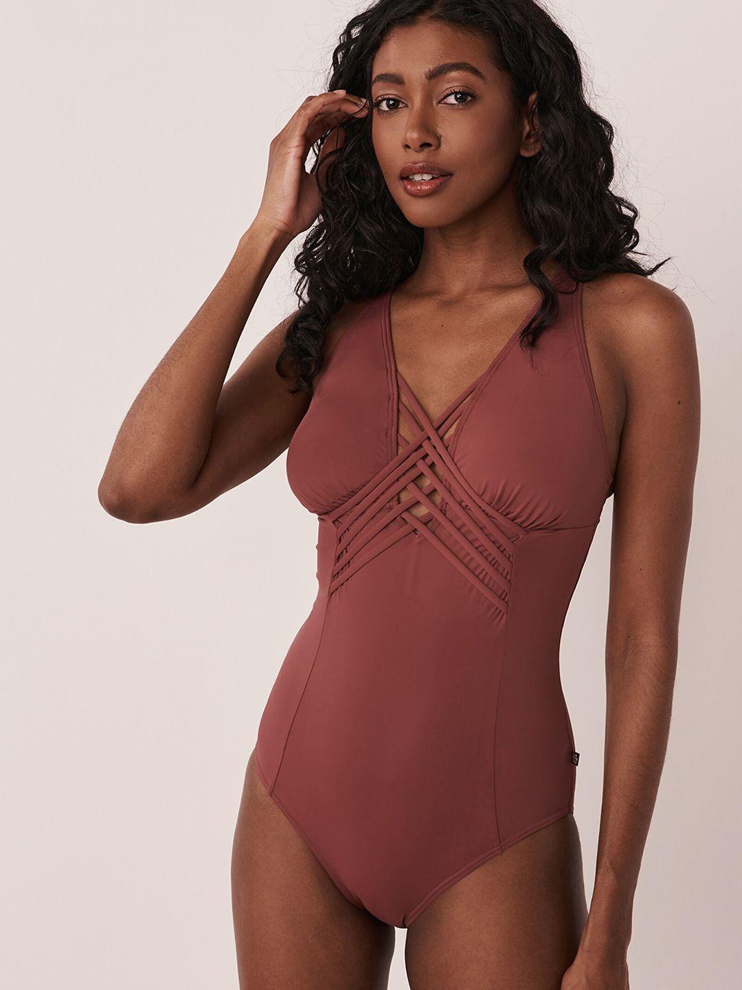 la vie en rose medium coverage sleeveless one piece bodysuit swimwear