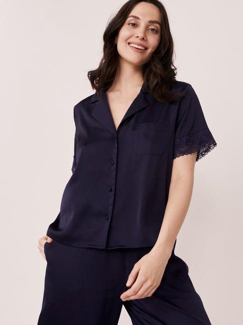 la vie en rose navy lace work shirt