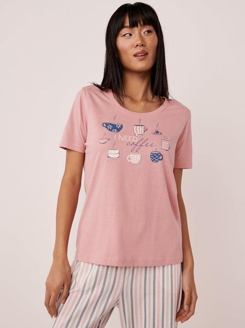 la vie en rose pink cotton printed t-shirt