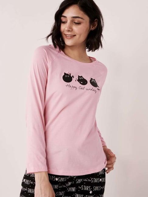 la vie en rose pink cotton printed t-shirt