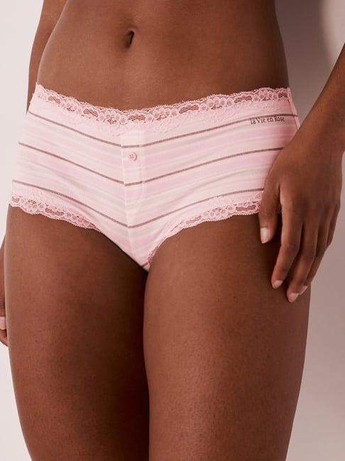 la vie en rose pink lace work boy shorts panty