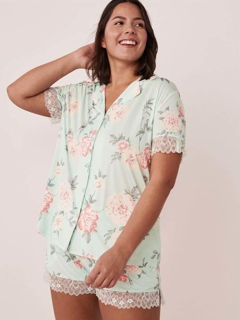 la vie en rose sea green floral print shirt