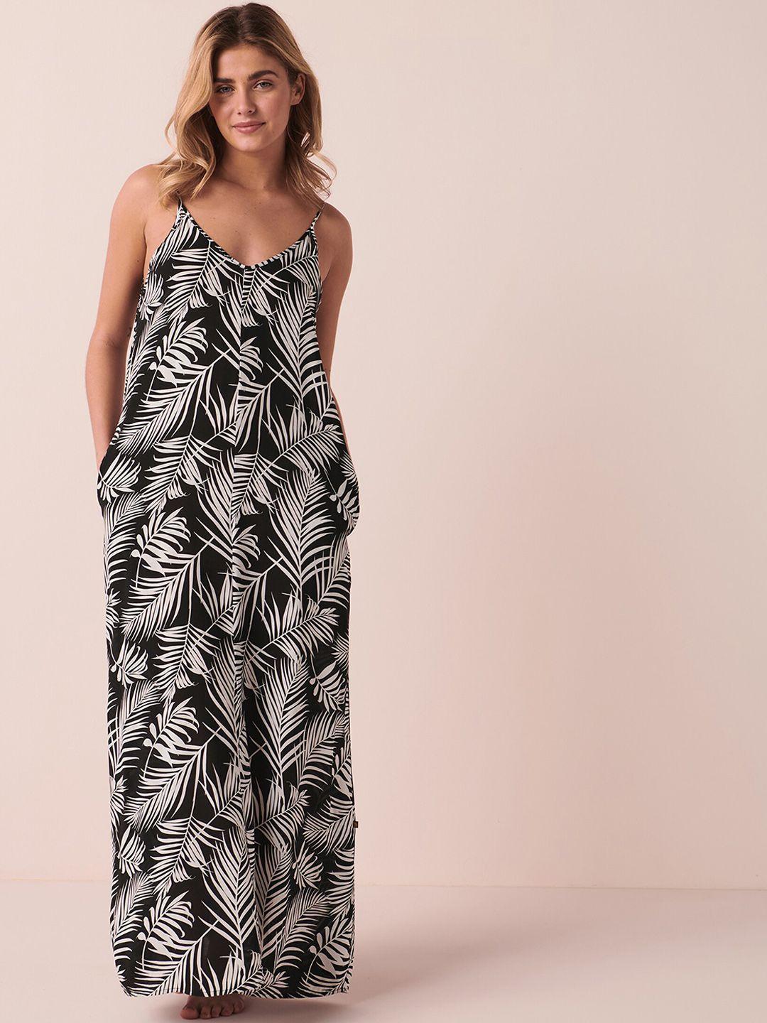 la vie en rose shoulder straps tropical printed a-line maxi dress