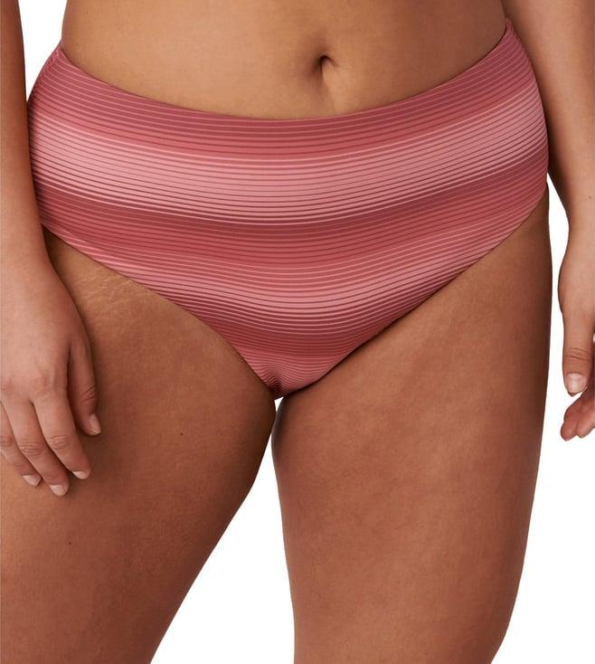 la vie en rose stripes recycled fibers mid waist bikini bottom