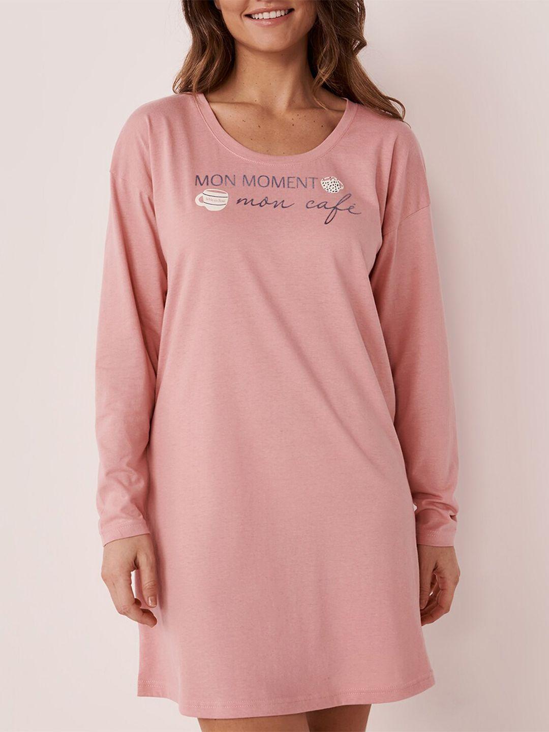 la vie en rose typography printed pure cotton nightdress