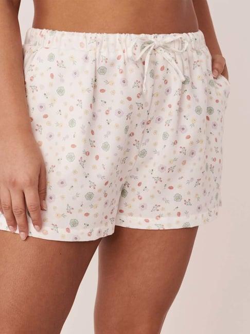 la vie en rose white floral print shorts