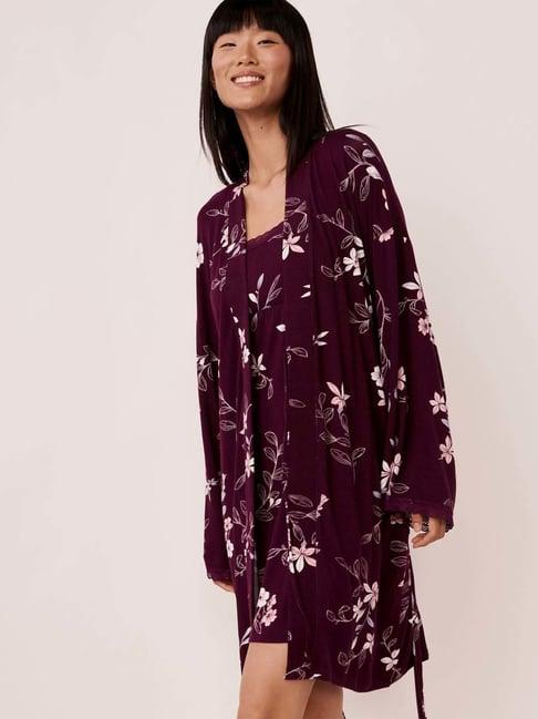 la vie en rose wine floral print robe