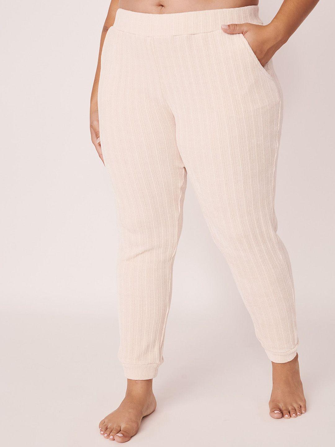 la vie en rose women beige striped lounge pants