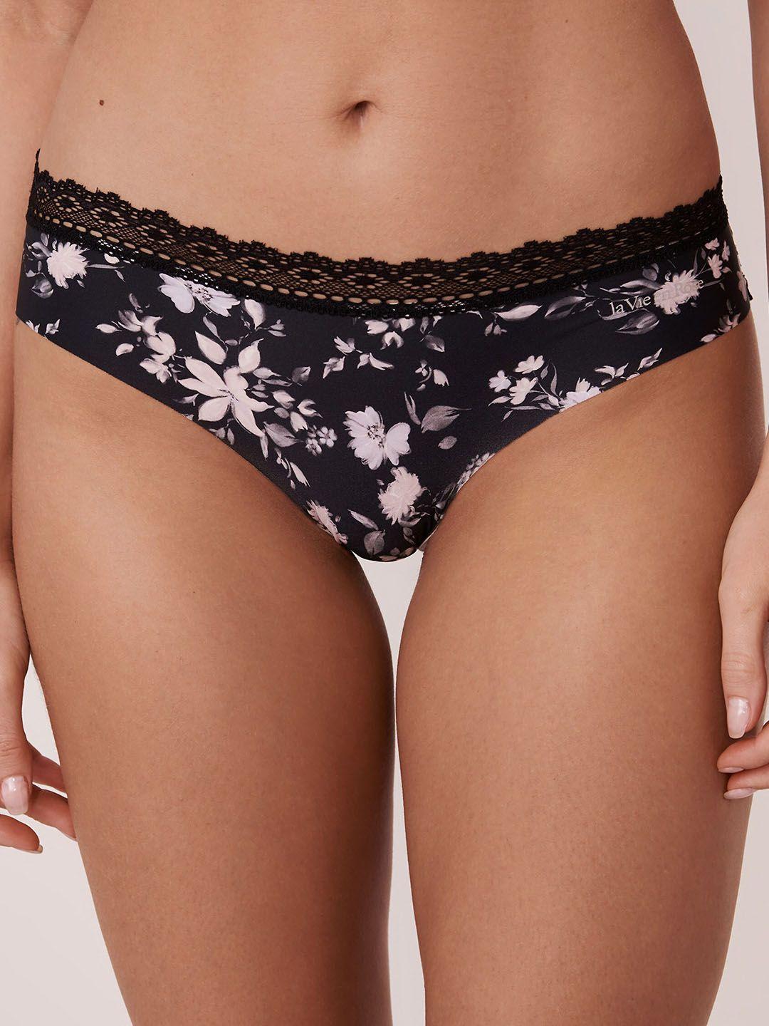 la vie en rose women black printed bikini briefs