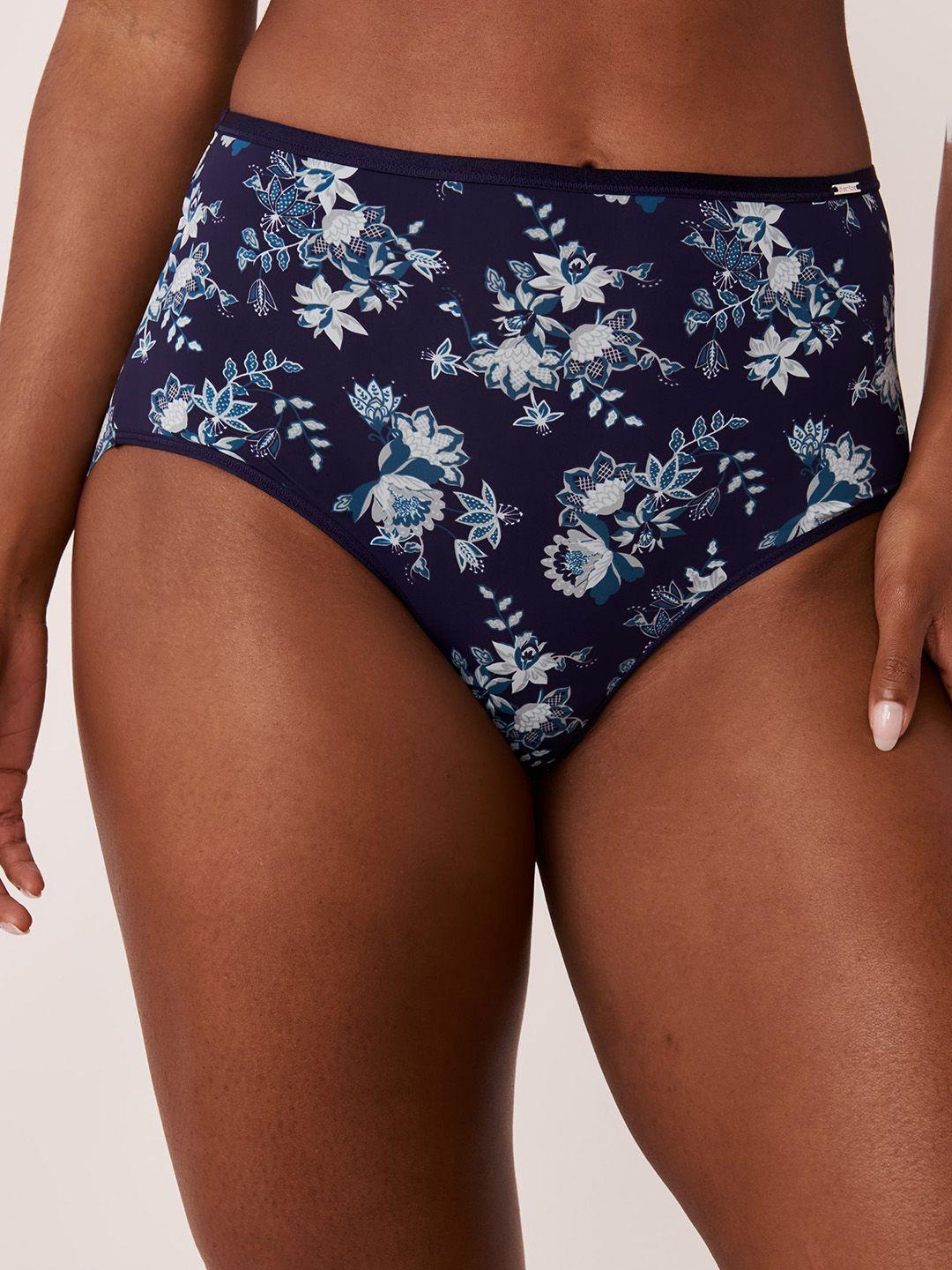 la vie en rose women blue floral printed high waist bikini briefs