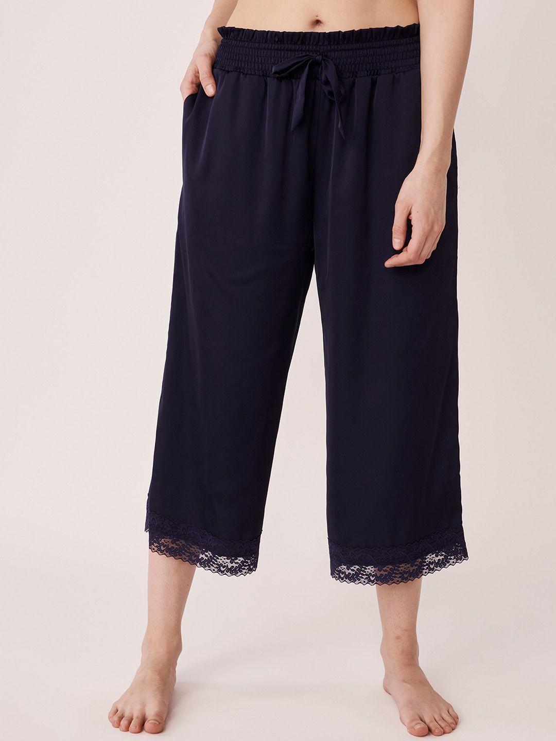 la vie en rose women blue solid lounge pants