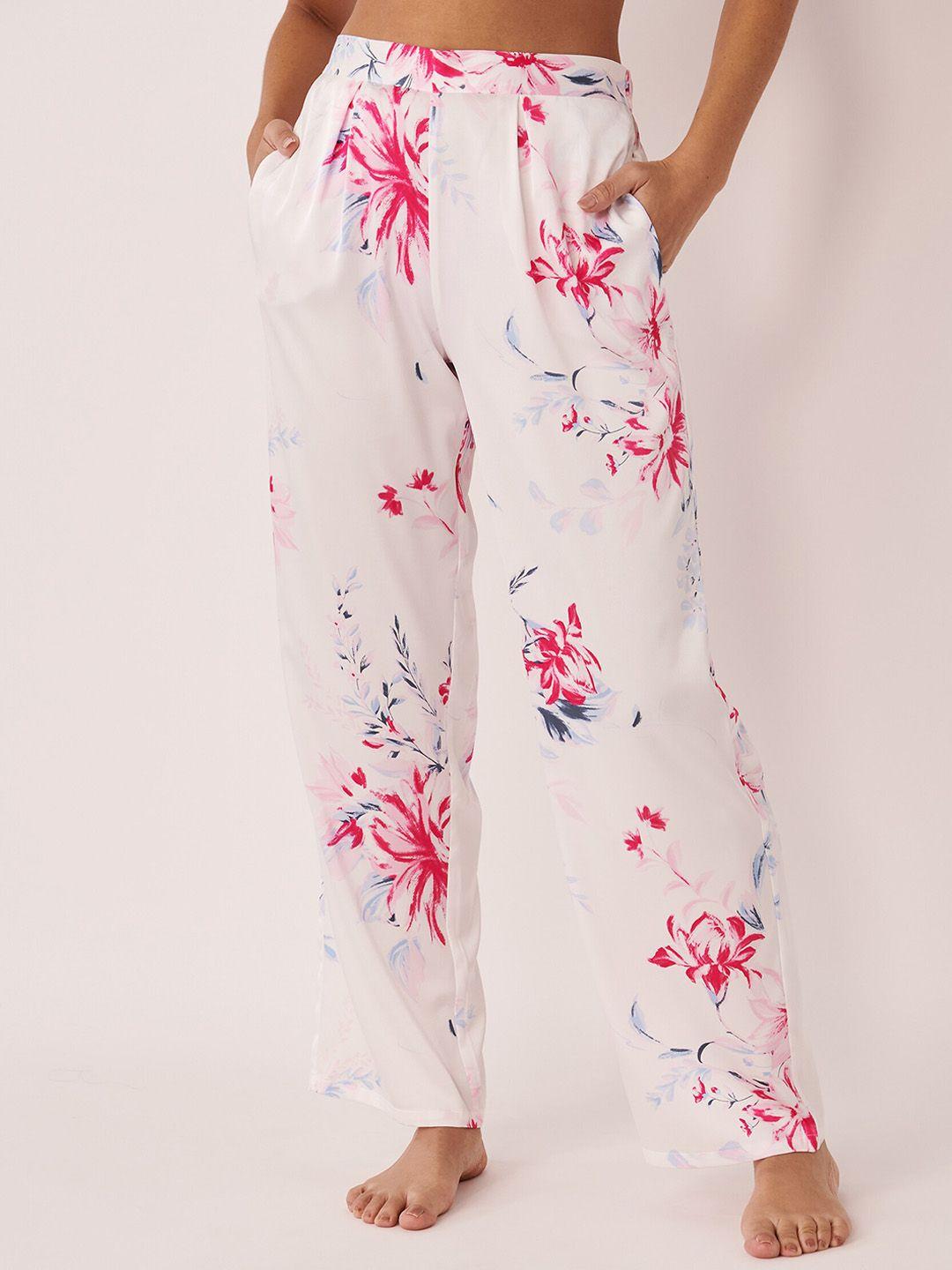 la vie en rose women floral printed mid-rise lounge pants