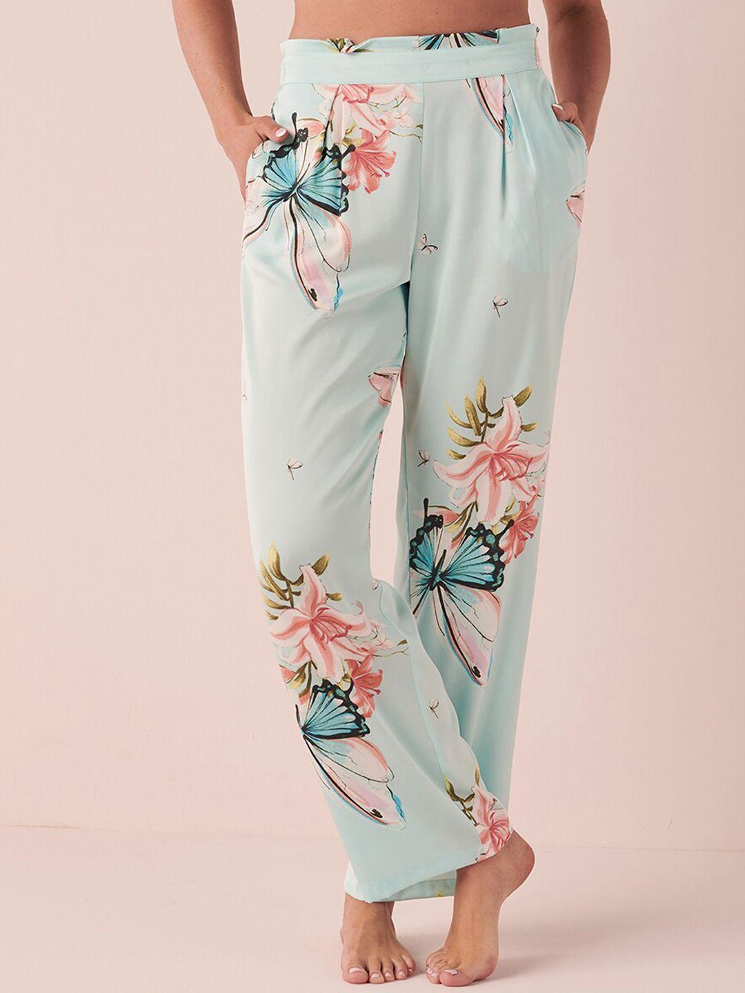 la vie en rose women floral printed straight-leg comfortable lounge pants