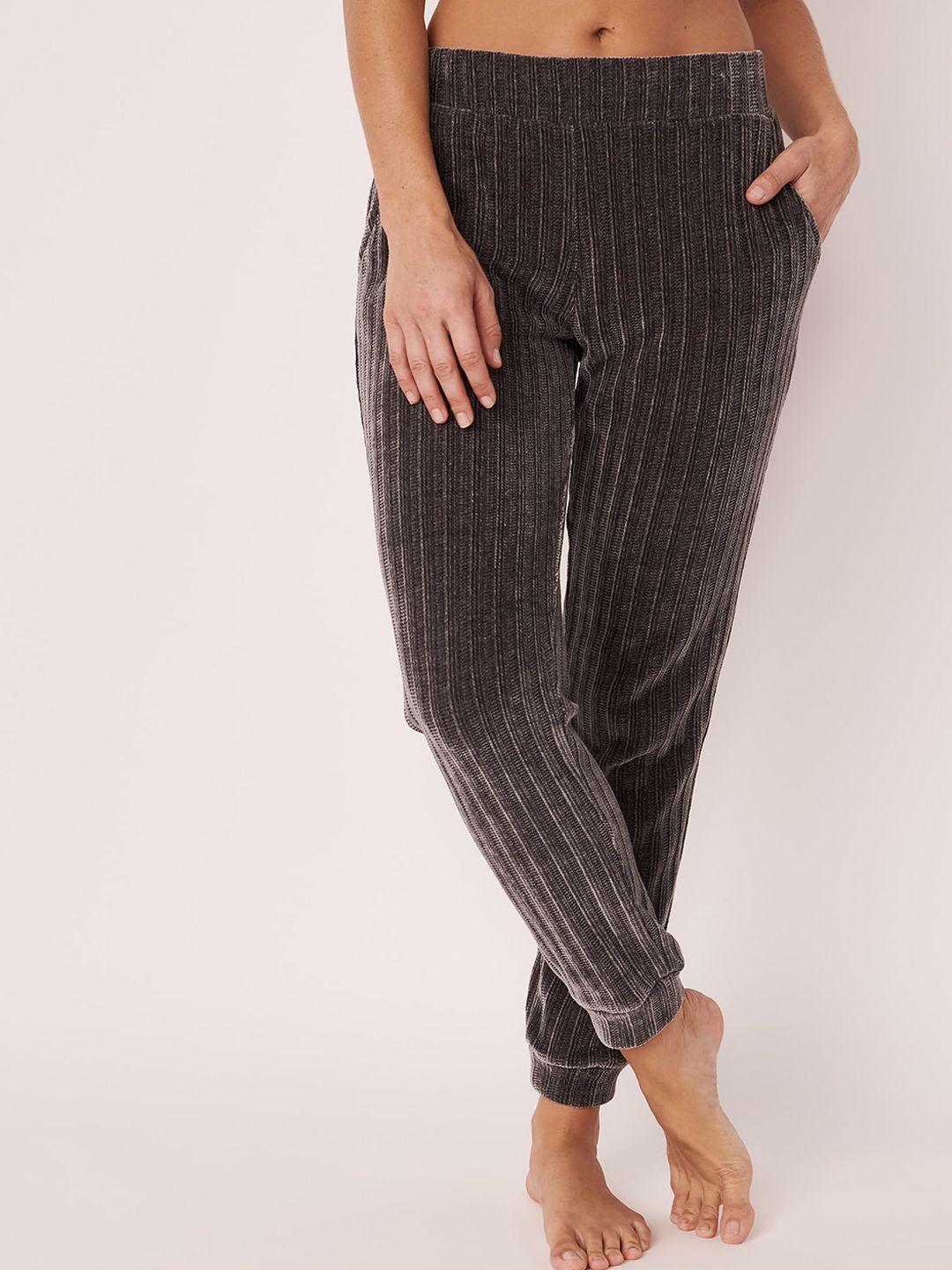 la vie en rose women grey self-design  lounge pant