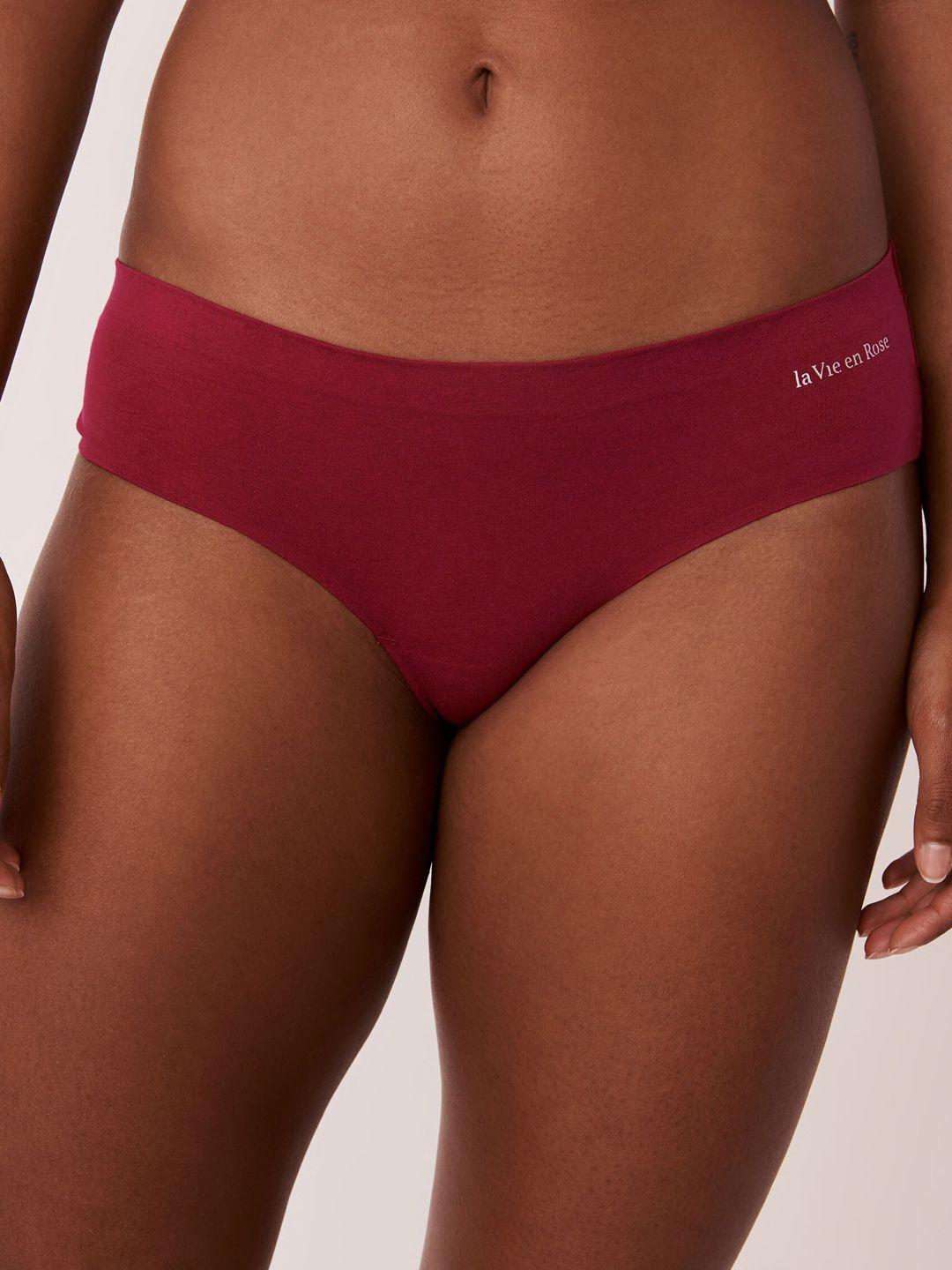 la vie en rose women maroon solid bikini briefs