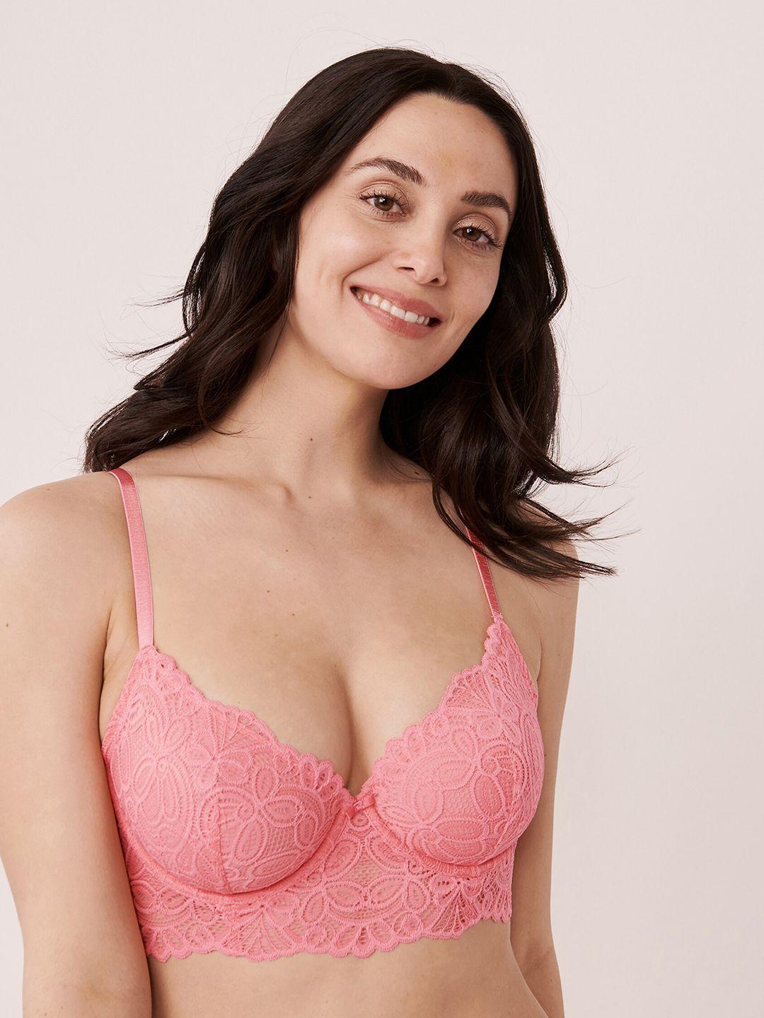 la vie en rose women pink floral bra underwired