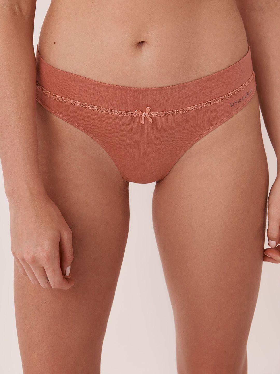 la vie en rose women pink solid thongs briefs