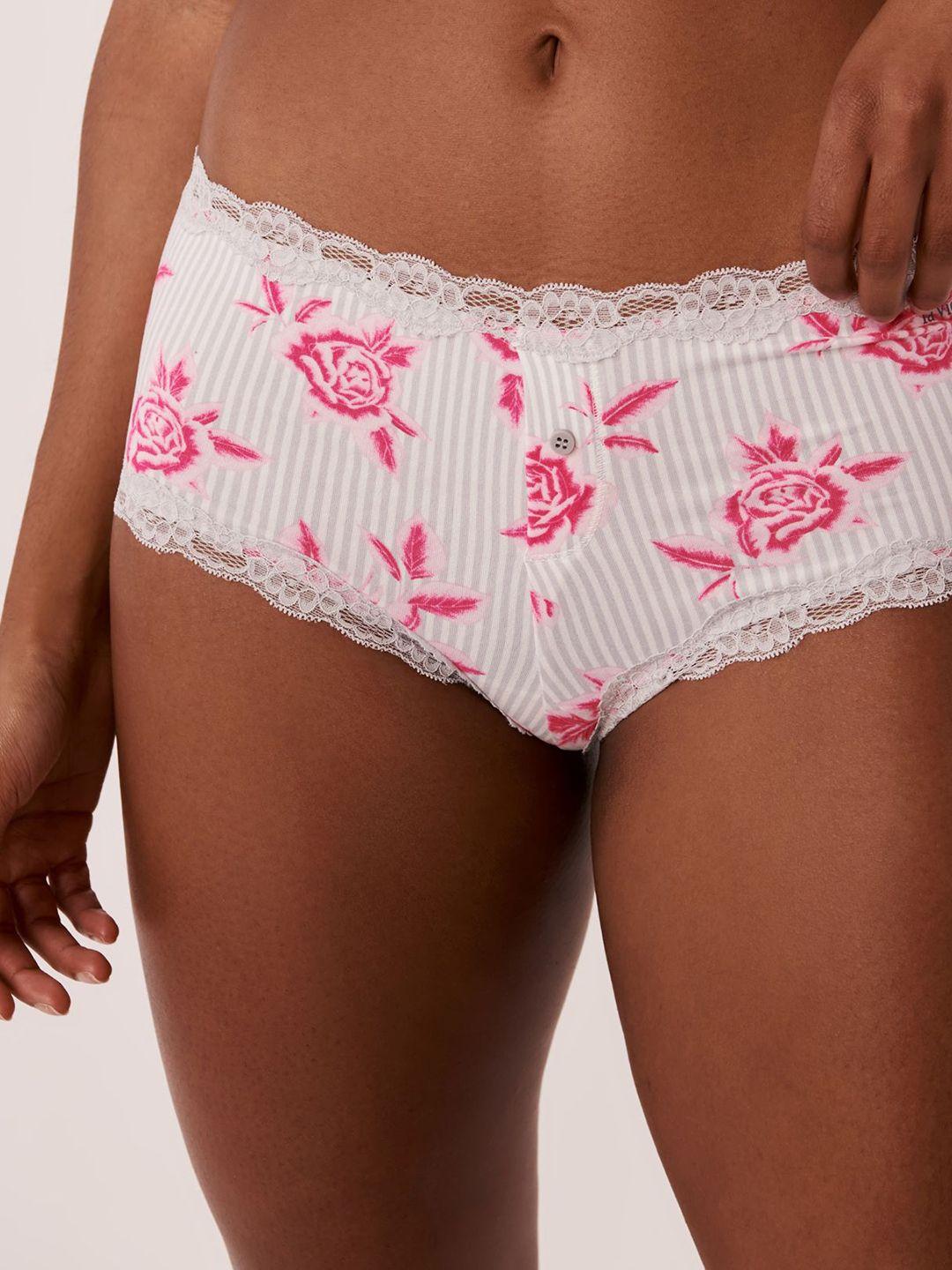 la vie en rose women printed laced boy shorts brief