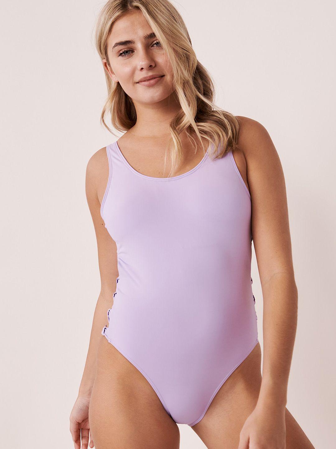 la vie en rose women purple solid one-piece swimwear