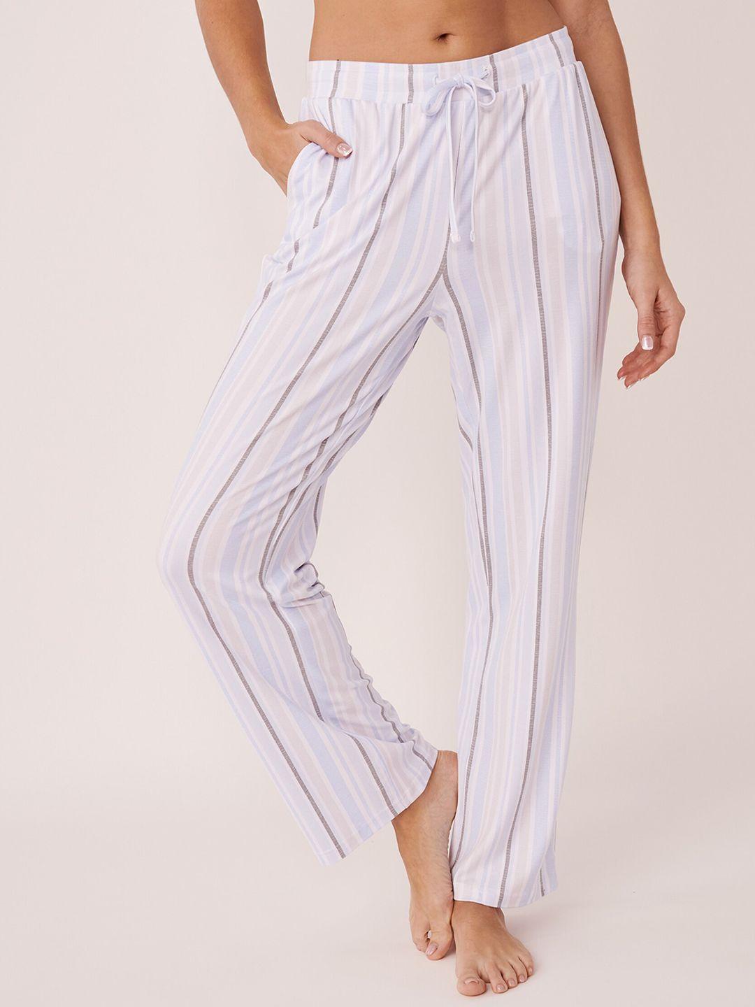 la vie en rose women striped mid-rise lounge pants