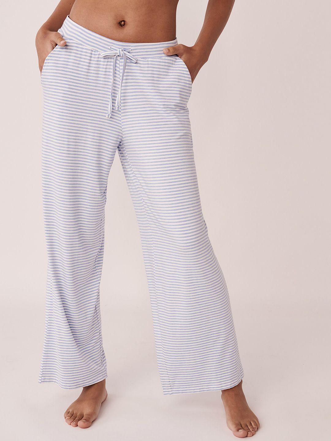 la vie en rose women striped mid-rise lounge pants