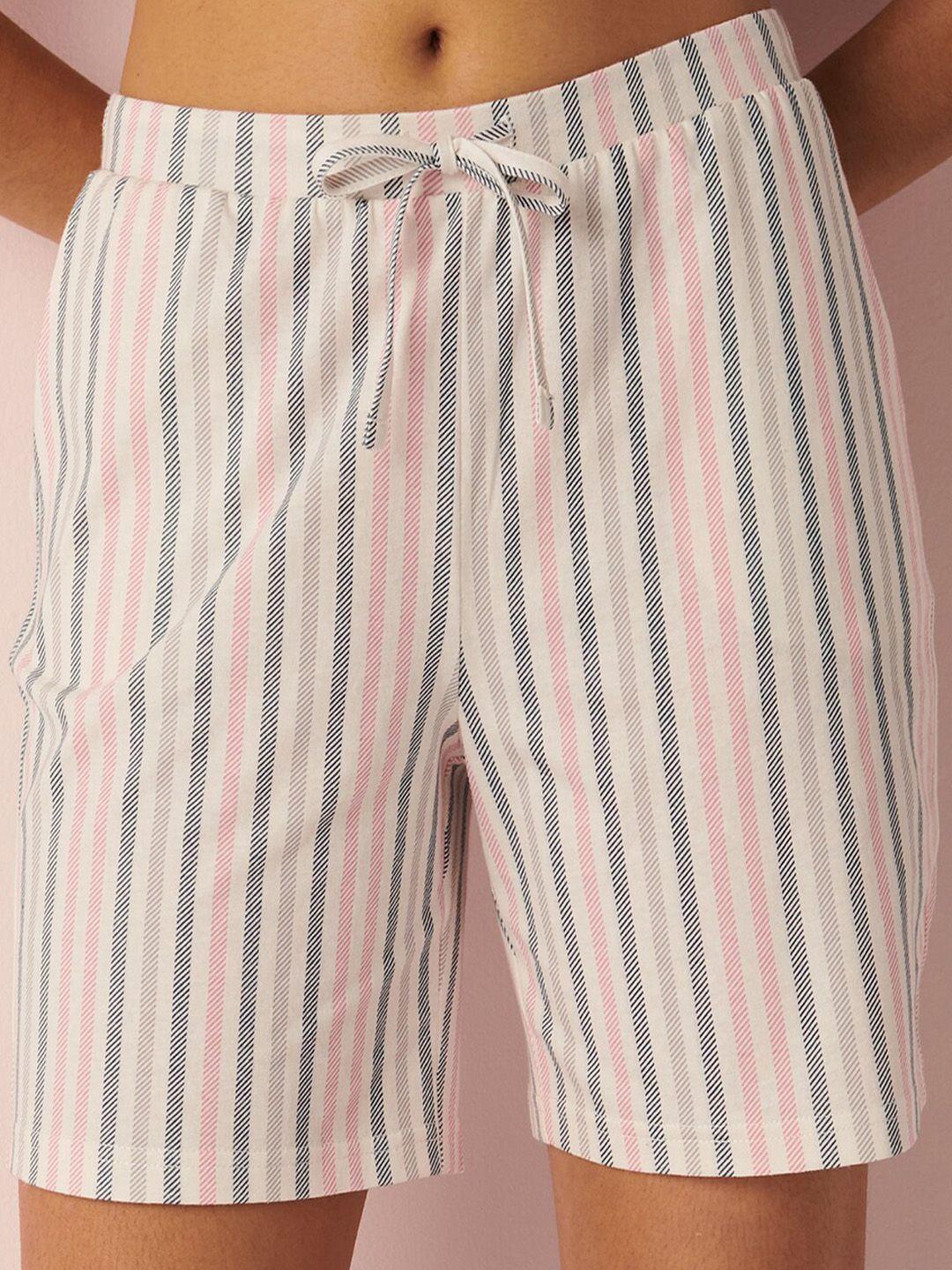 la vie en rose women striped pure cotton shorts