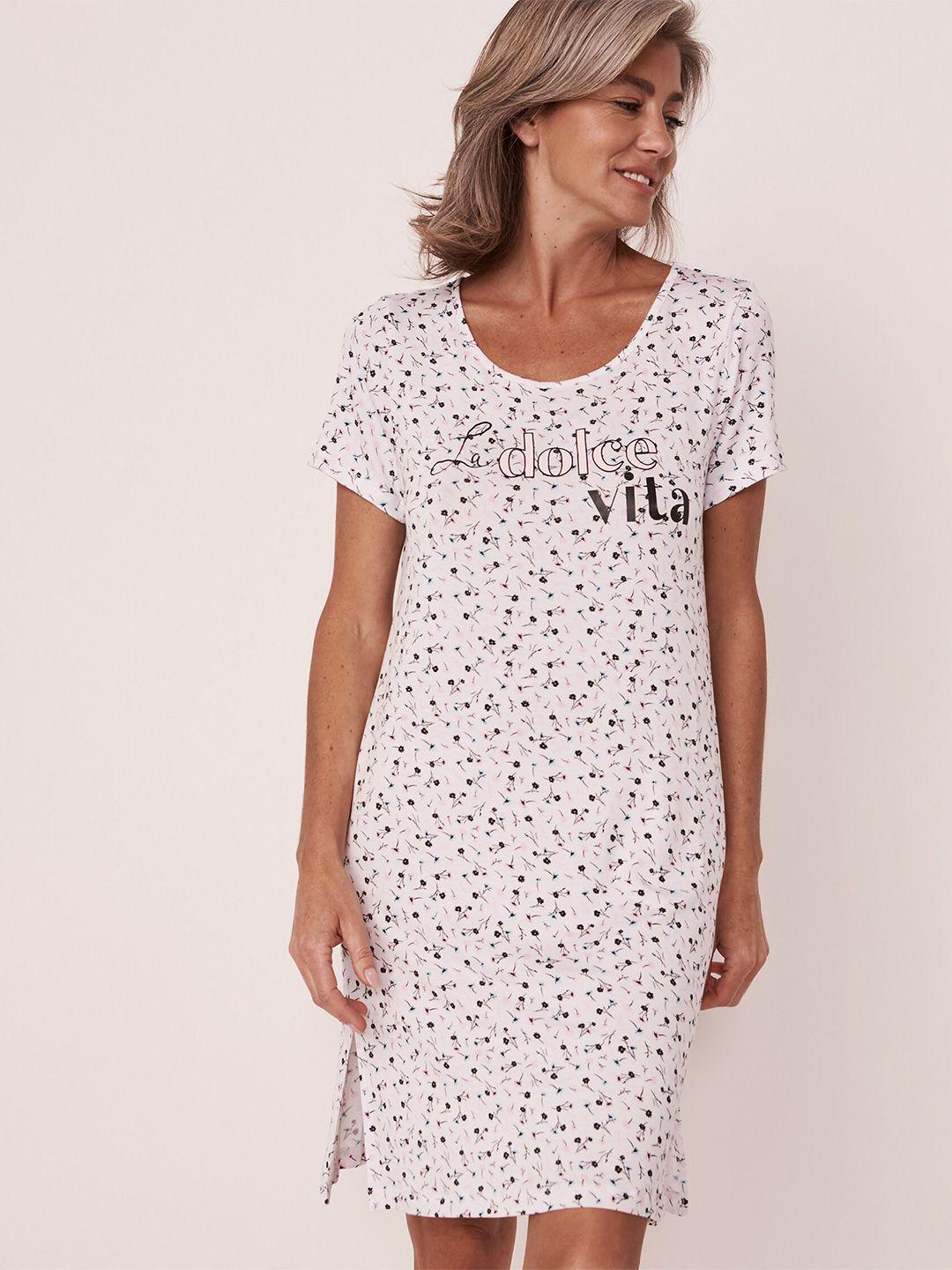 la vie en rose women white floral printed nightdress