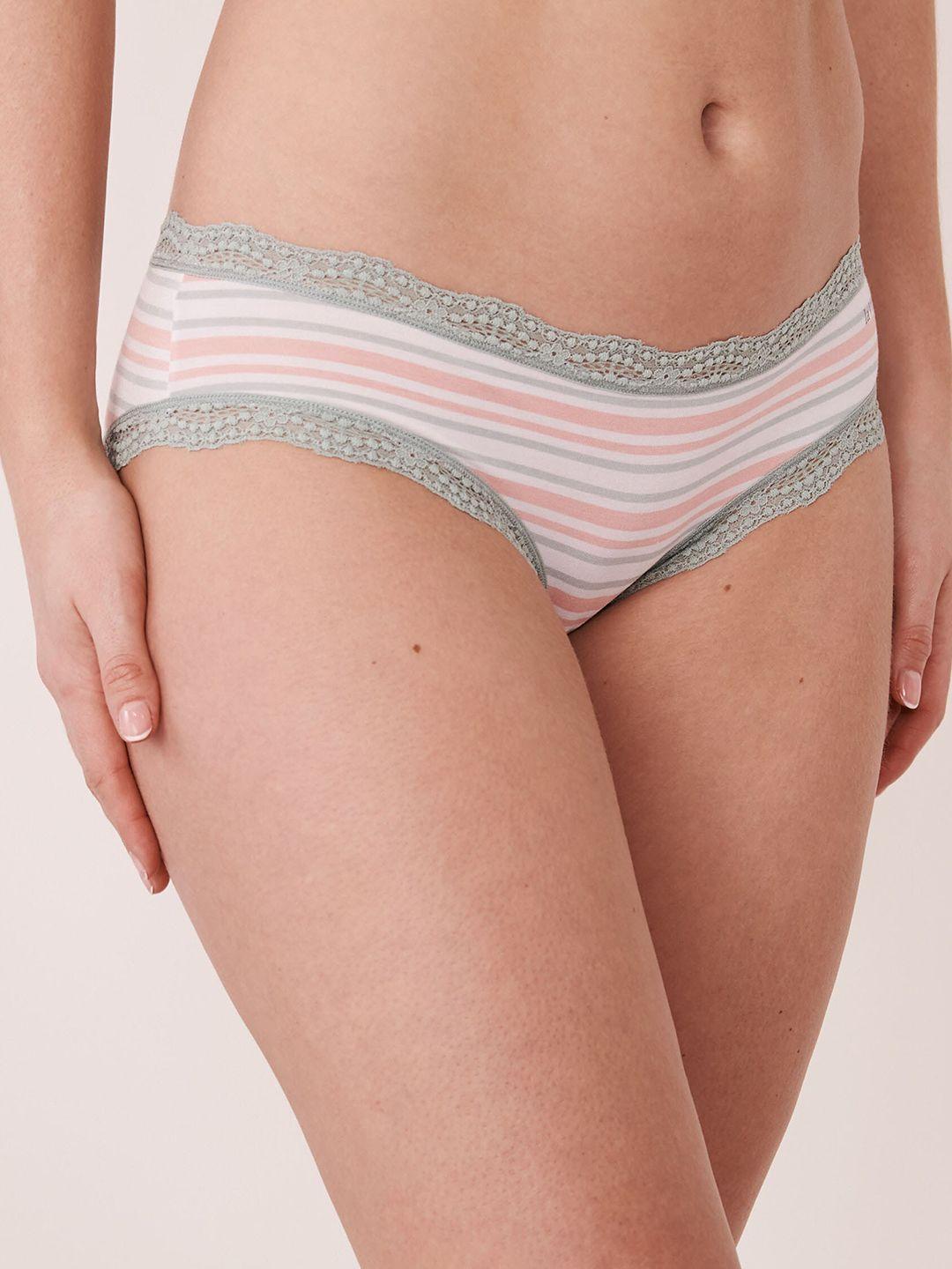 la vie en rose women white striped hipster brief