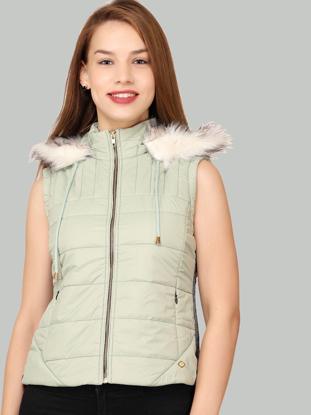 la-vita lightweight faux fur trim sleeveless hooded padded jacket