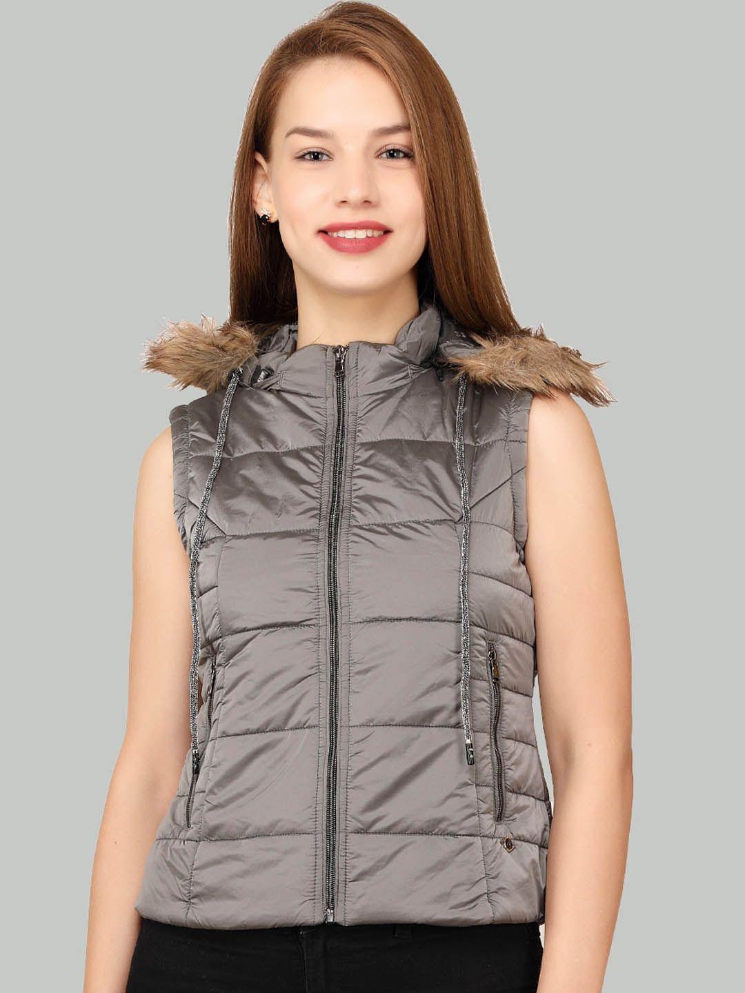 la-vita lightweight faux fur trim sleeveless hooded padded jacket