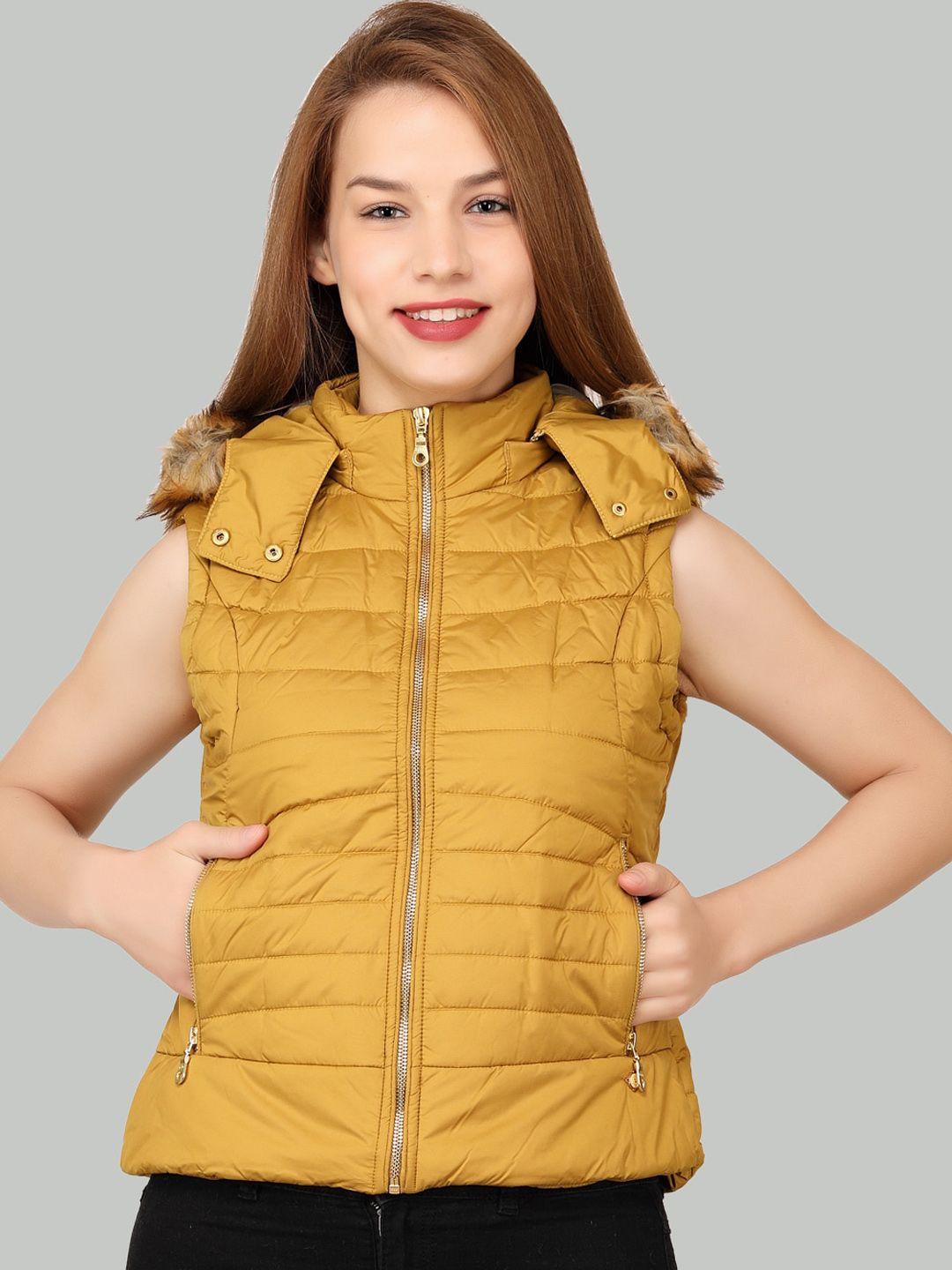 la-vita lightweight faux fur trim sleeveless hooded padded jacket