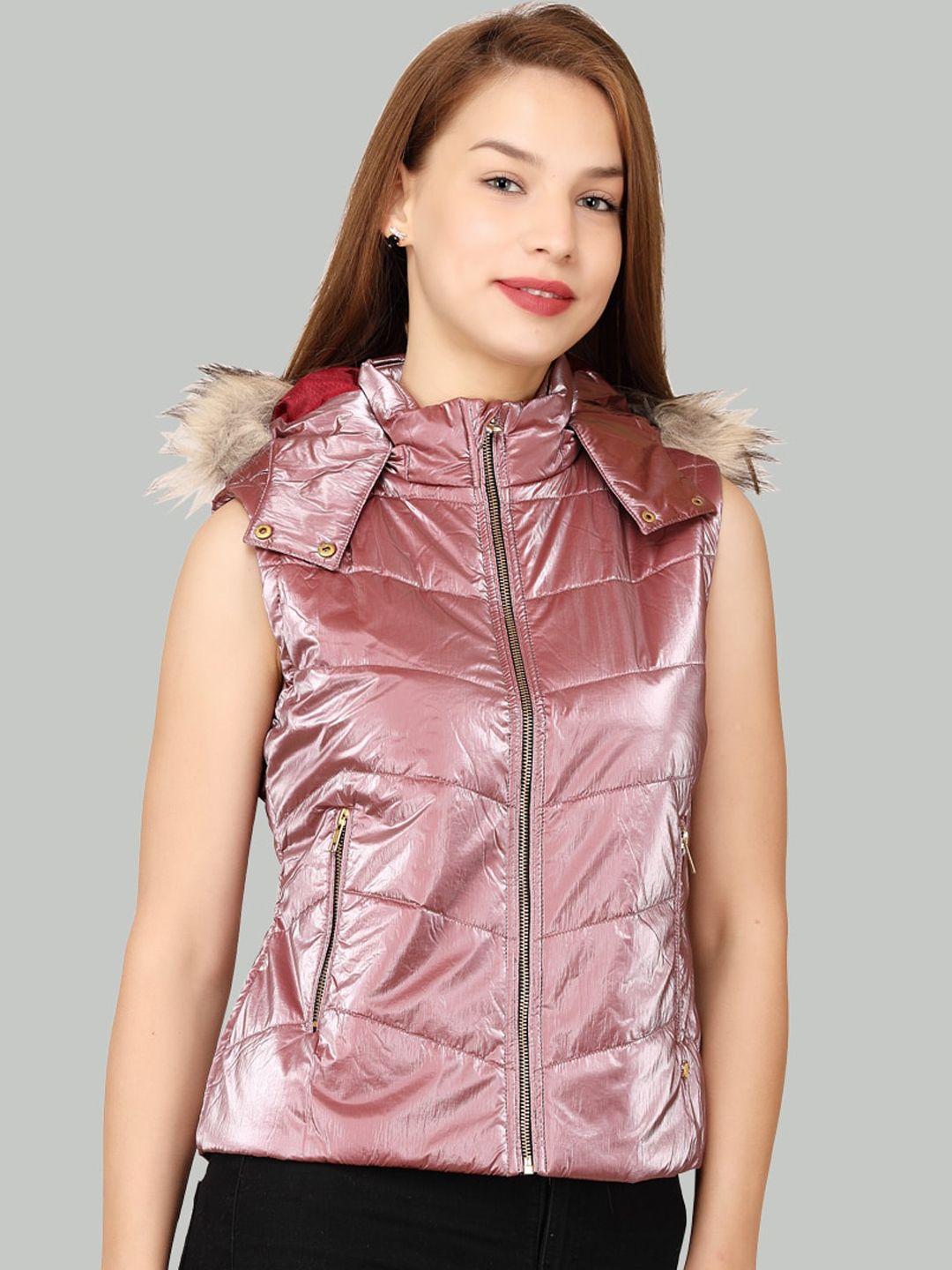 la-vita lightweight faux fur trim sleeveless hooded padded jacket