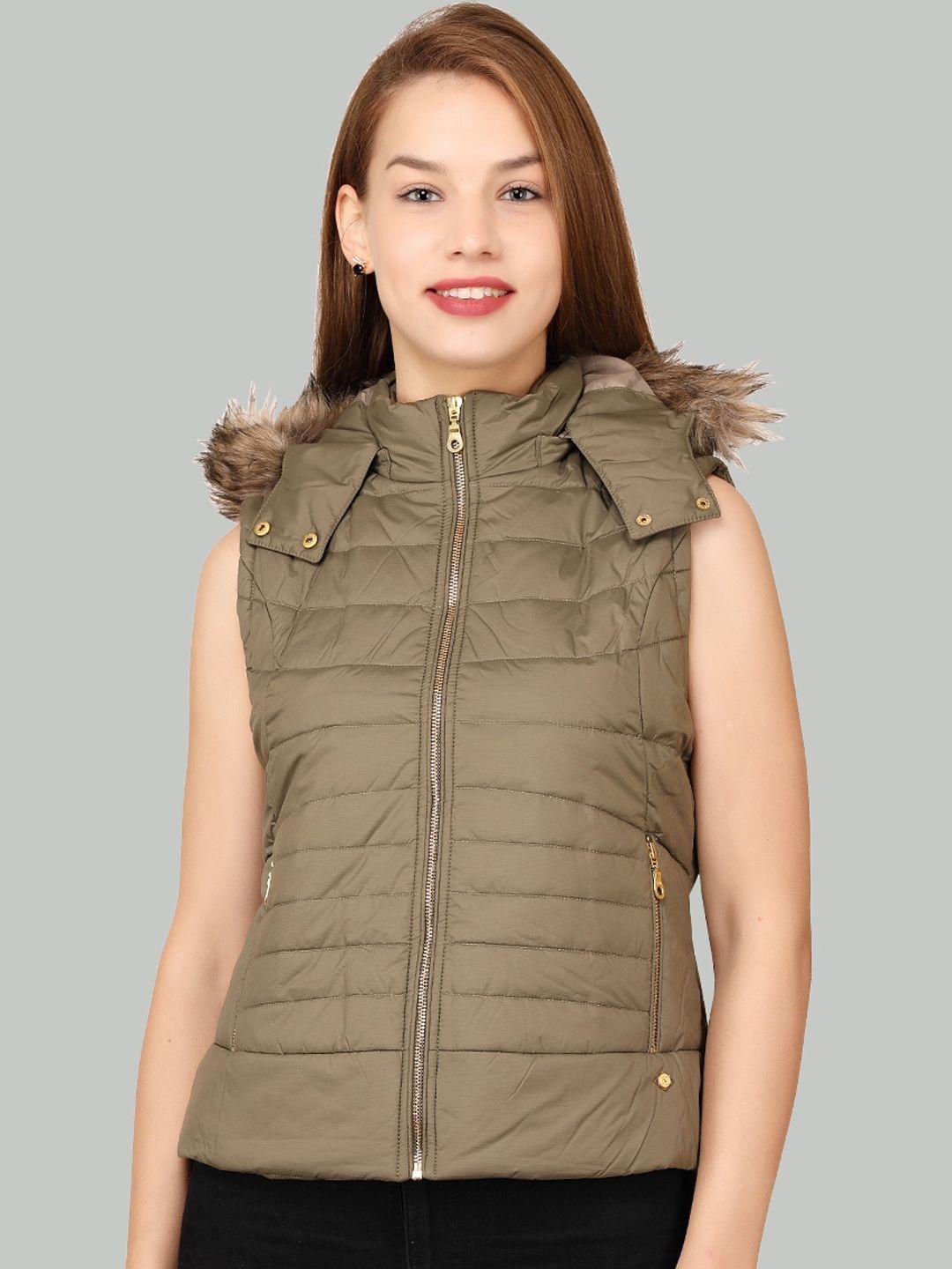 la-vita lightweight faux fur trim sleeveless hooded padded jacket