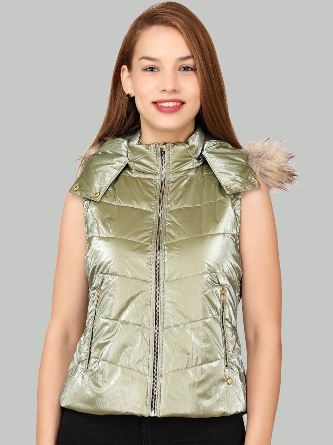 la-vita lightweight sleeveless faux fur trim hooded padded jacket