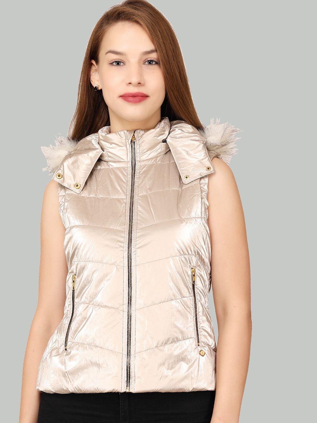 la-vita lightweight sleeveless faux fur trim hooded padded jacket