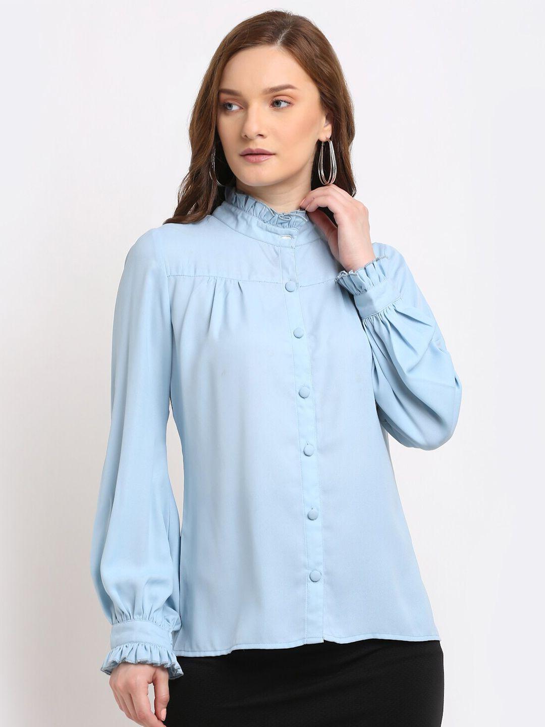 la zoire blue georgette shirt style top