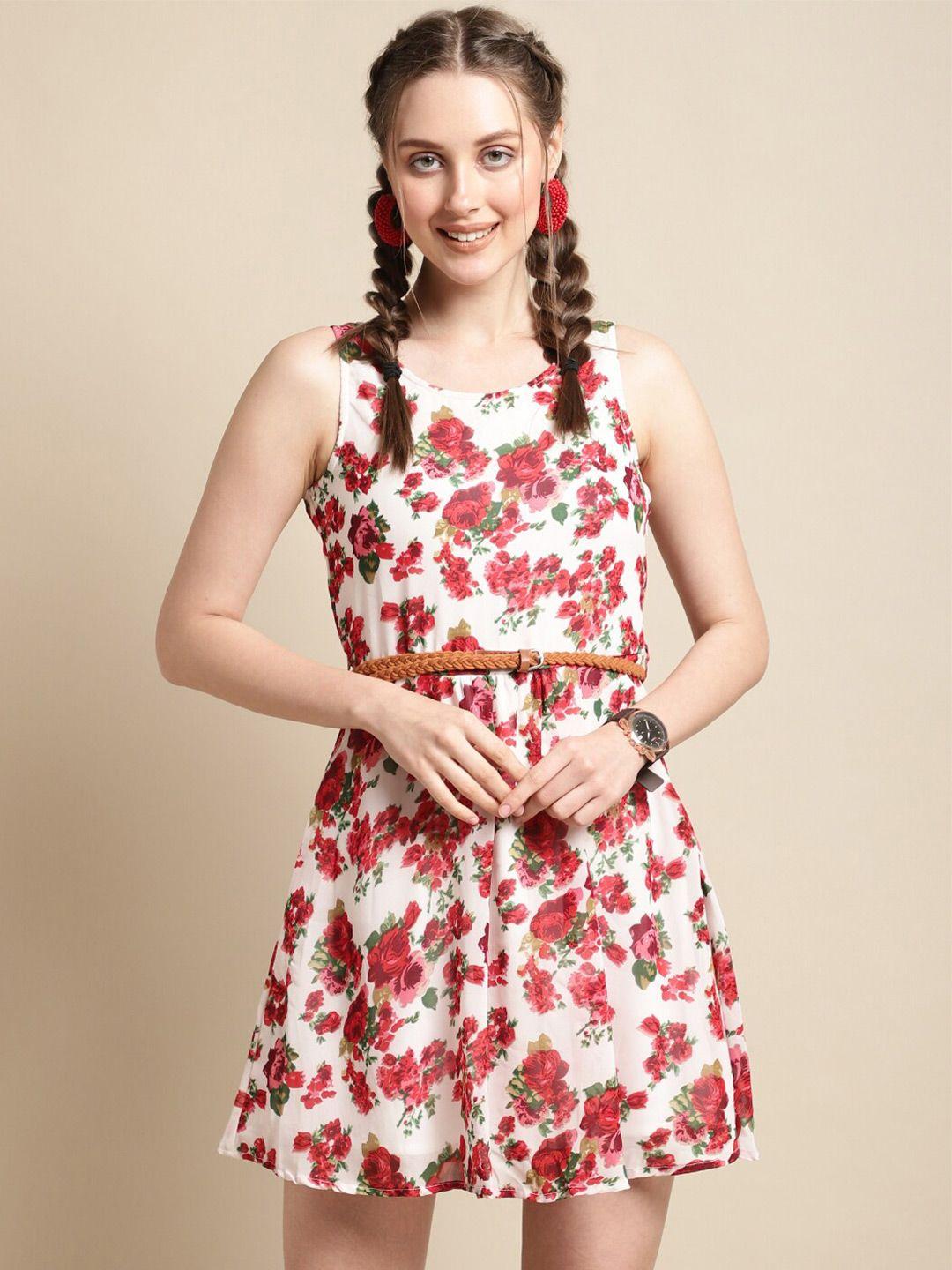 la zoire floral printed georgette fit & flare dress